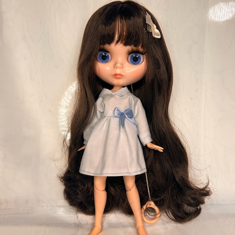 Blythe Doll with Light Blue Dress and Brown Hair